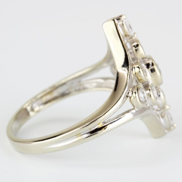 14K White Gold Bezel-Set MCM Style Diamond Ring by Weindling - Picture 3 of 7